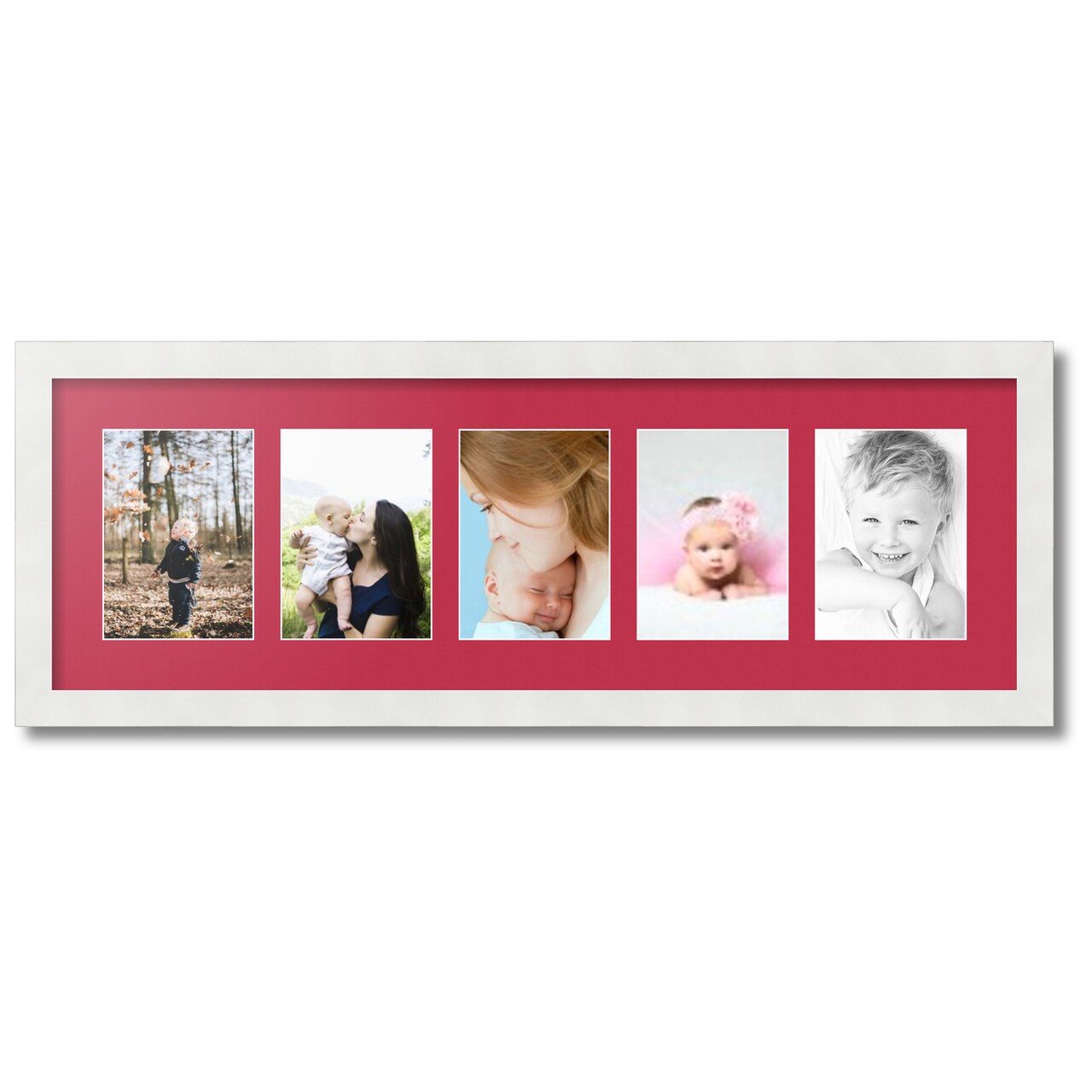 ArtToFrames Collage Photo Picture Frame with 5 - 5x7 inch Openings, Framed in White with Over 62 Mat Color Options and Plexi Glass (CSM-3966-152)